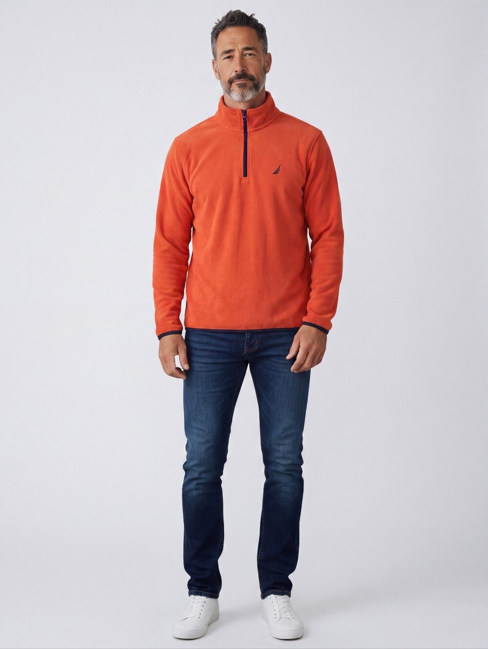 Nautica Orange Half-Zip Fleece Pullover